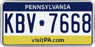 PA license plate KBV7668