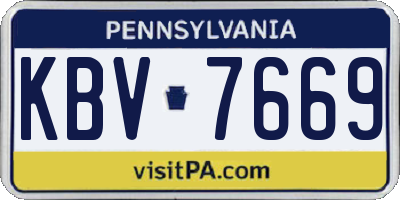 PA license plate KBV7669