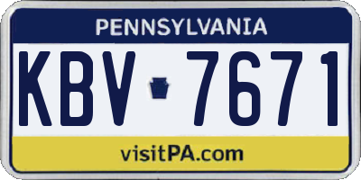 PA license plate KBV7671