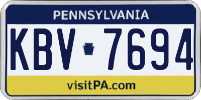 PA license plate KBV7694