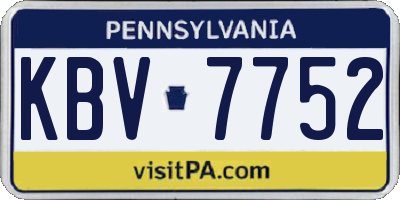 PA license plate KBV7752