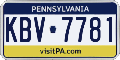 PA license plate KBV7781