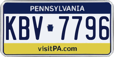 PA license plate KBV7796