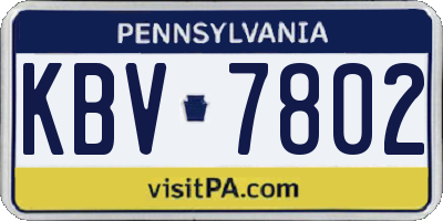 PA license plate KBV7802