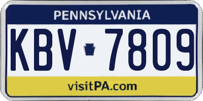 PA license plate KBV7809