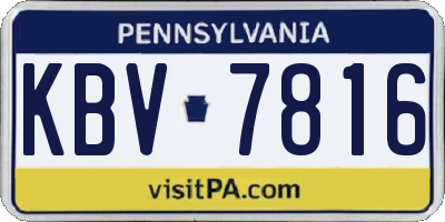 PA license plate KBV7816
