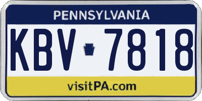 PA license plate KBV7818
