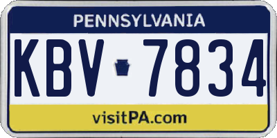 PA license plate KBV7834
