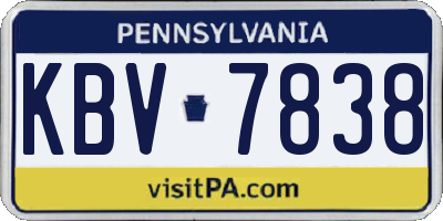PA license plate KBV7838