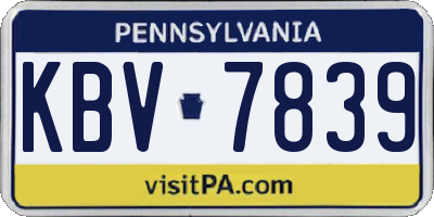 PA license plate KBV7839