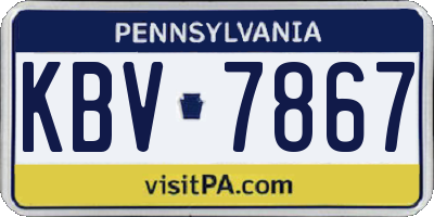 PA license plate KBV7867