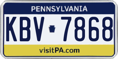 PA license plate KBV7868