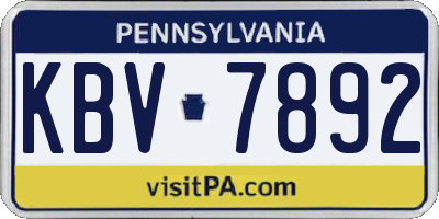 PA license plate KBV7892