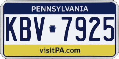 PA license plate KBV7925