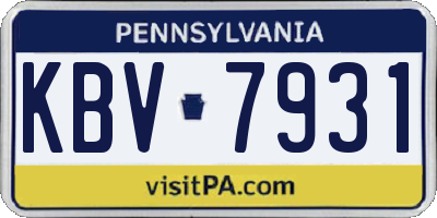 PA license plate KBV7931