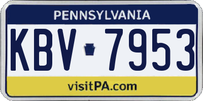 PA license plate KBV7953