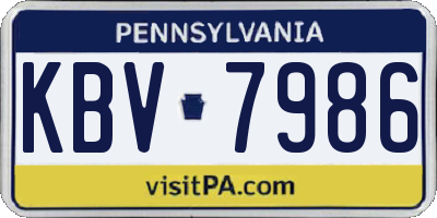 PA license plate KBV7986
