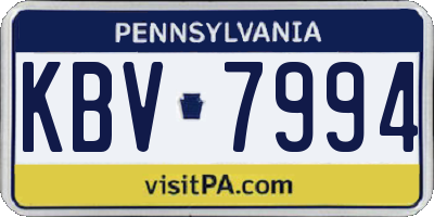 PA license plate KBV7994