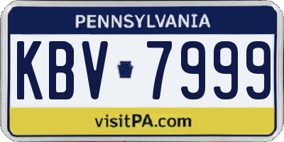 PA license plate KBV7999
