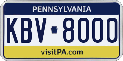 PA license plate KBV8000