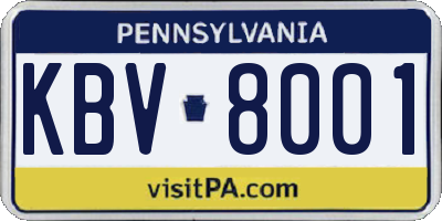PA license plate KBV8001