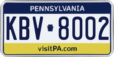 PA license plate KBV8002