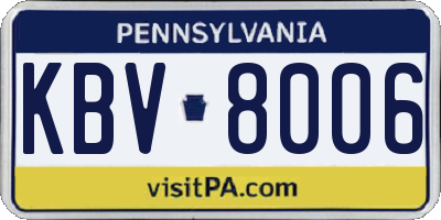 PA license plate KBV8006