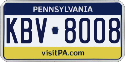 PA license plate KBV8008