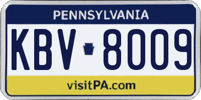 PA license plate KBV8009