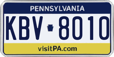 PA license plate KBV8010
