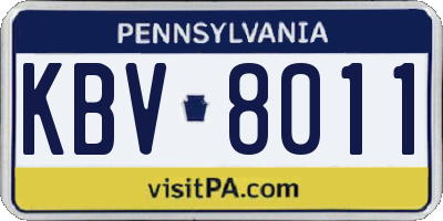 PA license plate KBV8011
