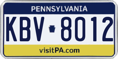 PA license plate KBV8012