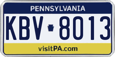 PA license plate KBV8013