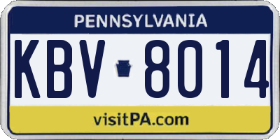PA license plate KBV8014