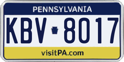 PA license plate KBV8017