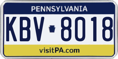 PA license plate KBV8018