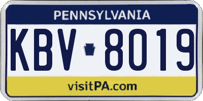 PA license plate KBV8019