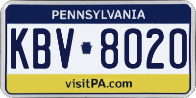 PA license plate KBV8020