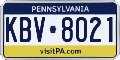 PA license plate KBV8021