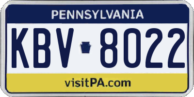PA license plate KBV8022