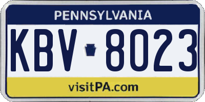 PA license plate KBV8023