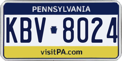 PA license plate KBV8024
