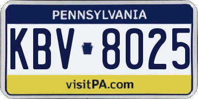 PA license plate KBV8025