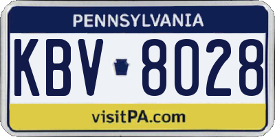 PA license plate KBV8028