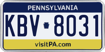 PA license plate KBV8031