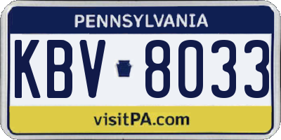 PA license plate KBV8033