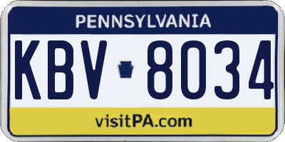 PA license plate KBV8034