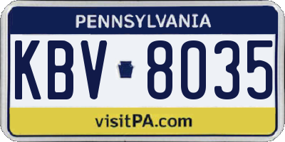PA license plate KBV8035