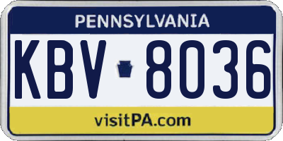 PA license plate KBV8036