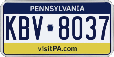 PA license plate KBV8037